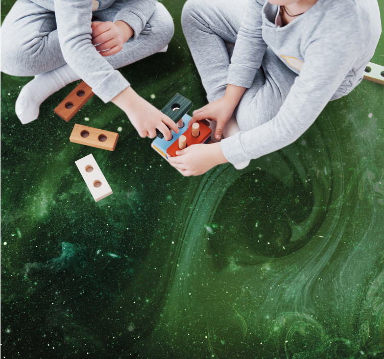 Cosmic green swirl star vinyl rug - TenStickers