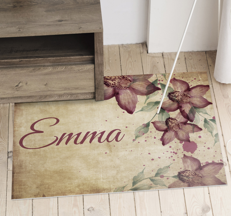 Customized Florals custom vinyl rug - TenStickers