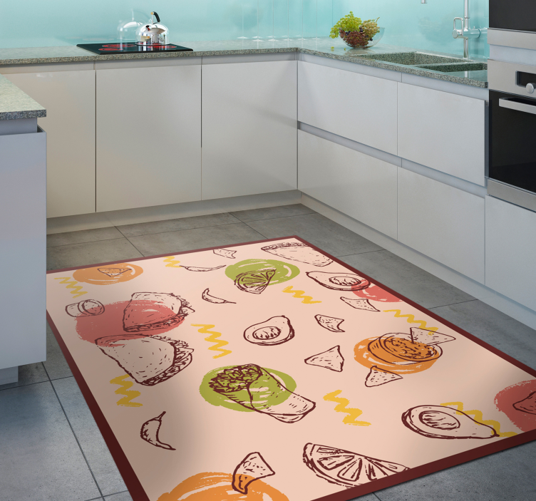 Cute cartoon taco kitchen floor tiles - TenStickers