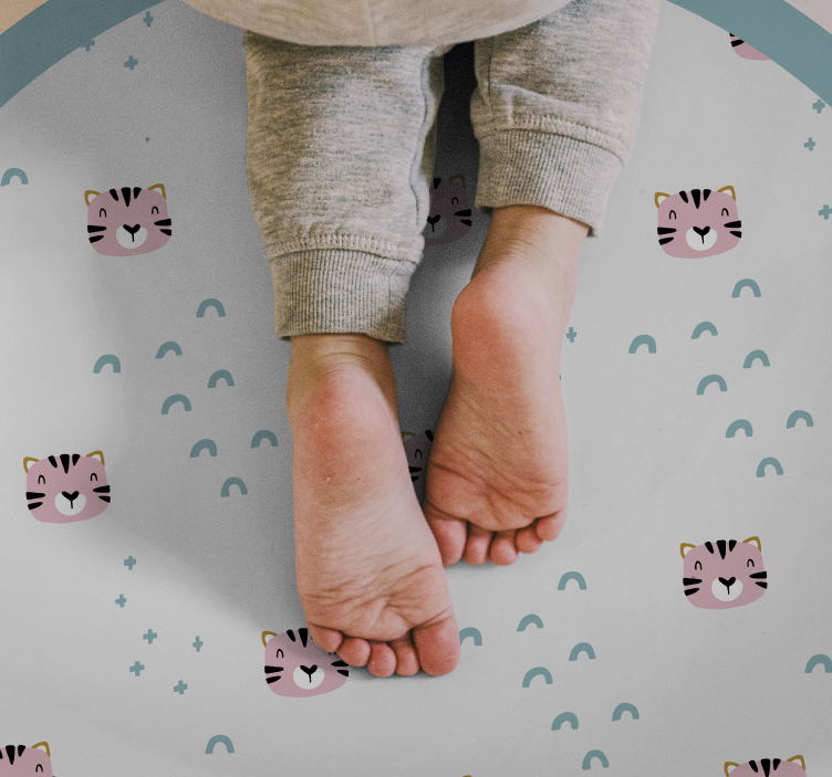 Blue rainbows and pink cats vinyl rug - TenStickers