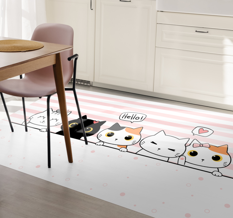 Cute Cat Friends vinyl rug - TenStickers
