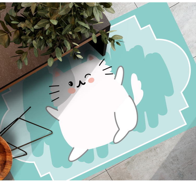 Cute Cat Illustration nursery vinyl rug - TenStickers