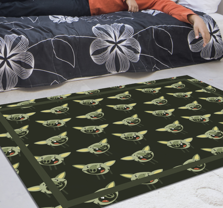 Green monster faces kids vinyl rug - TenStickers