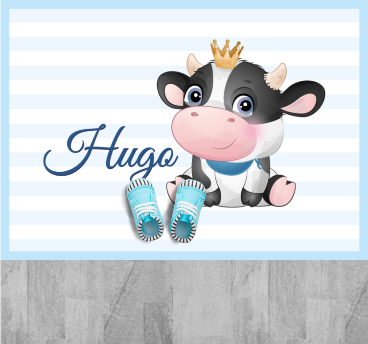 Cute cow for boy with name baby play mat - TenStickers