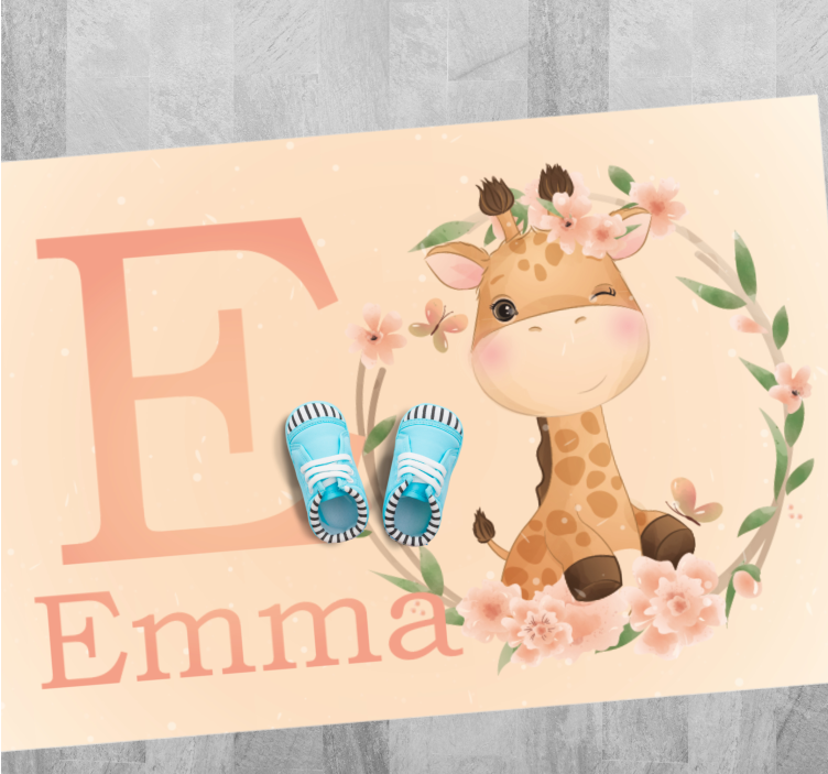 Cute giraffe for girl with name baby play mat - TenStickers