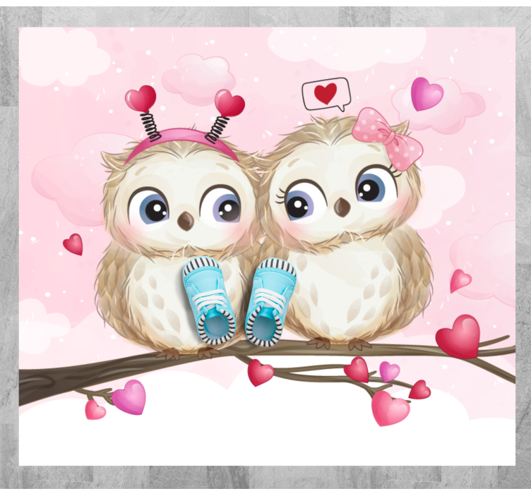 Cute owl couple bedroom vinyl rug - TenStickers