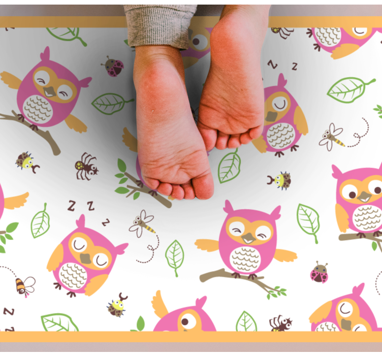 Cute Owl Pattern nursery vinyl rug - TenStickers