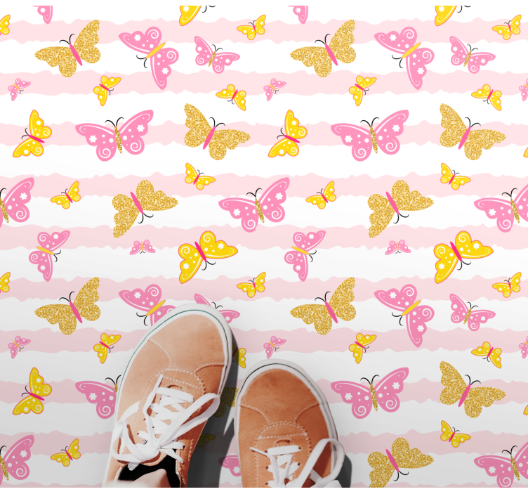 Cute pink butterflies bedroom rug - TenStickers