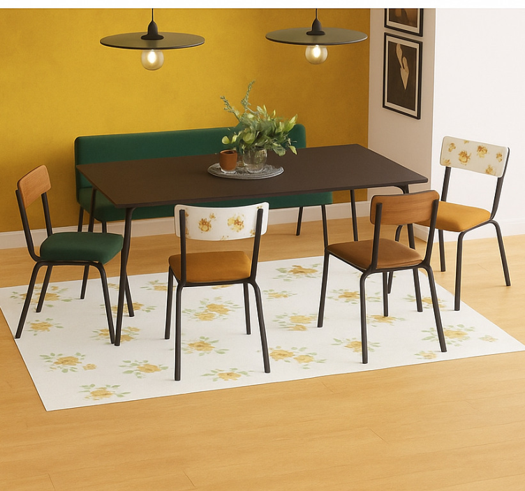 Delicate Chintz Floral dining room vinyl rug - TenStickers