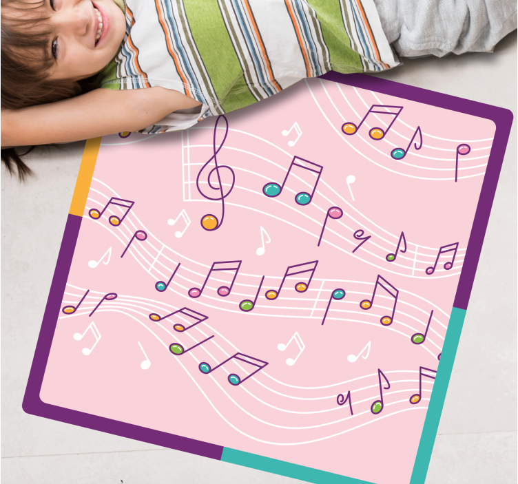 Delicate musical notes square vinyl rug - TenStickers