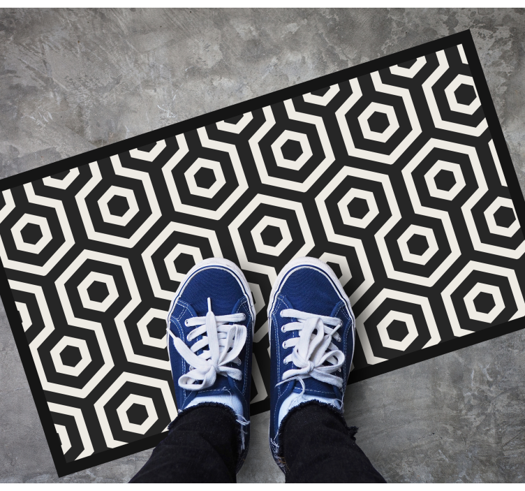 Diagonal black geometric figures tile carpet - TenStickers