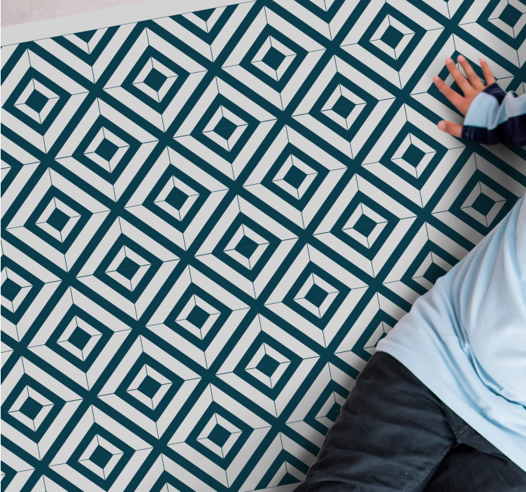 Diamond patterned style geometric vinyl rug - TenStickers