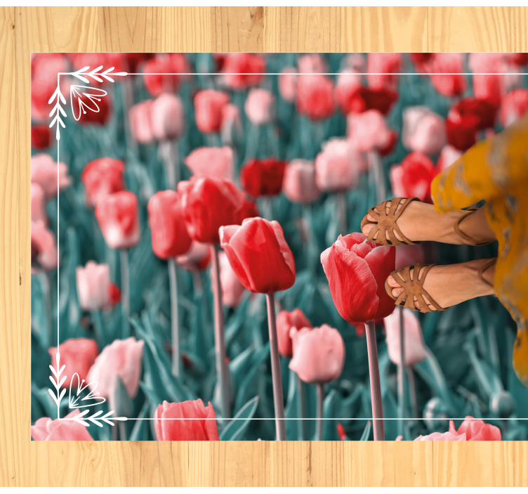 Different tulips close by floral rug - TenStickers