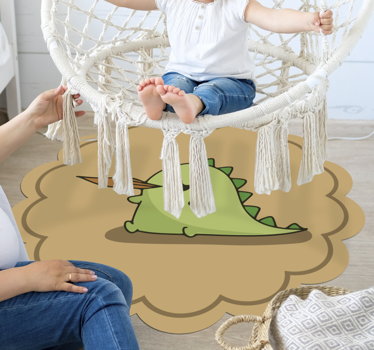 Dinosaur cartoon sitting breathing fire rug - TenStickers