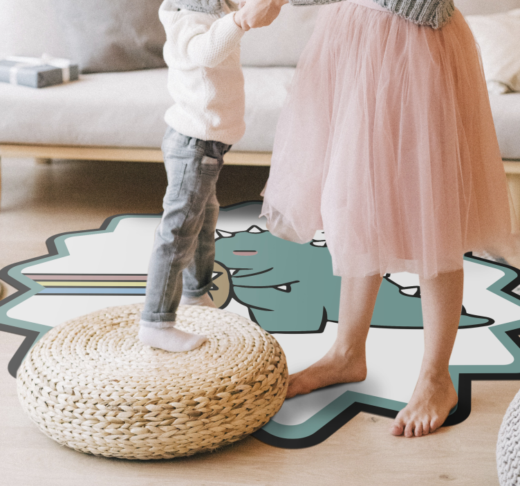 Dinosaur rainbow breath vinyl rug - TenStickers