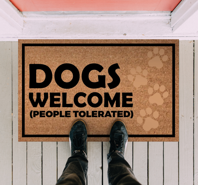 Dogs Welcome Sign custom vinyl rug - TenStickers