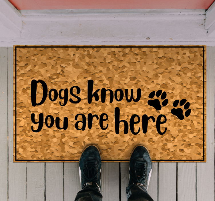 Dogs Welcome Visitors custom vinyl rug - TenStickers