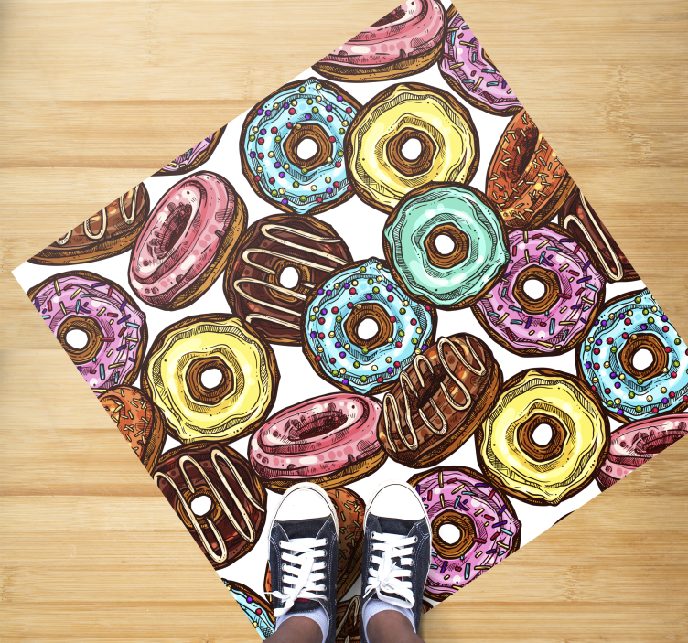 donuts background square vinyl rug - TenStickers