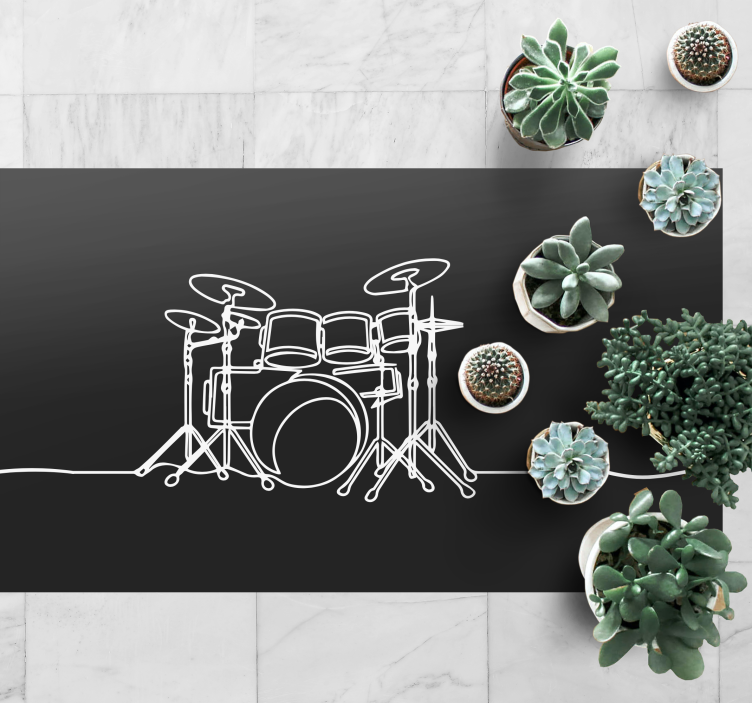 Drum Set Silhouette teenager vinyl rug - TenStickers