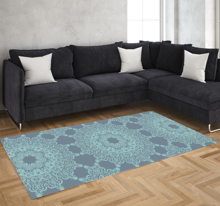 Elegant Blue Pattern mandala vinyl rug - TenStickers