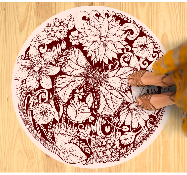 Delicate wing design flower vinyl rug - TenStickers