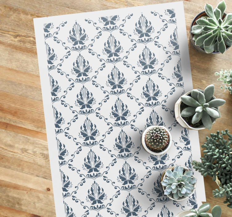 Elegant Foliage Motif tile vinyl rug - TenStickers