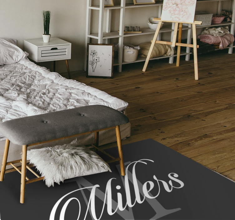 Elegant custom and initial bedroom vinyl rug - TenStickers