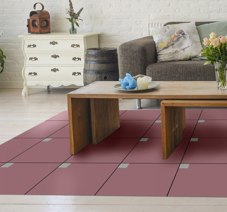 Pink squares living room vinyl rug - TenStickers