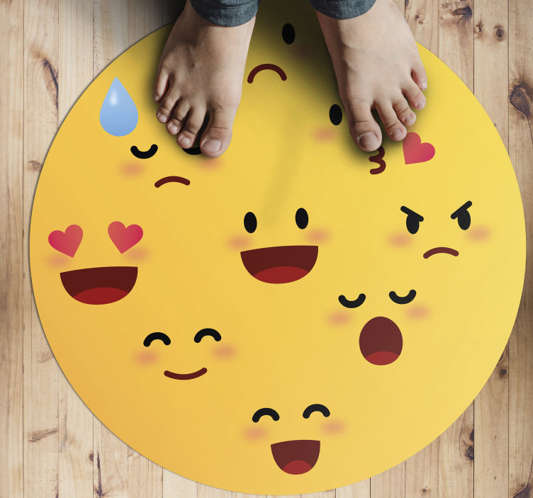 Emoji faces kids vinyl floor rug - TenStickers