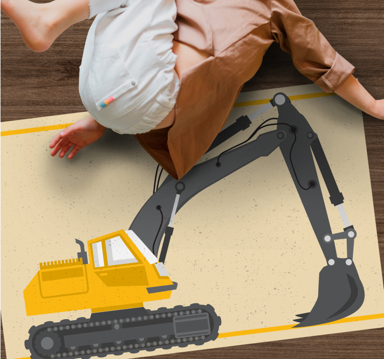 Excavator illustration vinyl rug - TenStickers