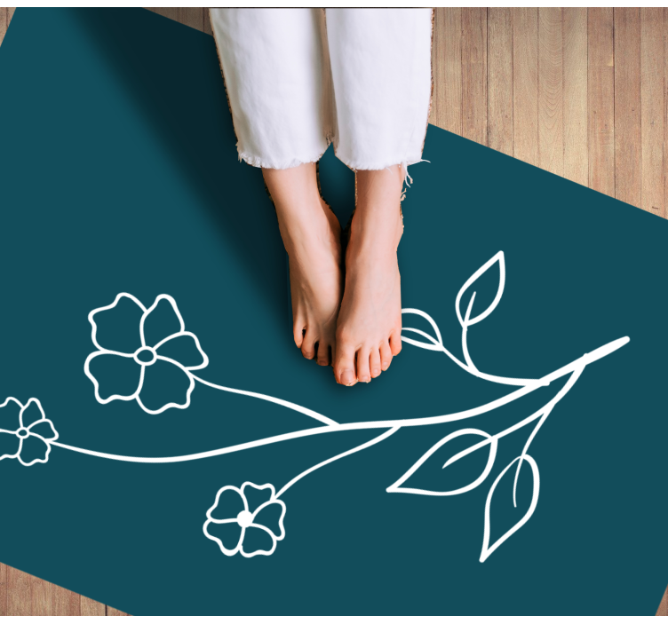 Expressive Floral Stem flower vinyl rug - TenStickers