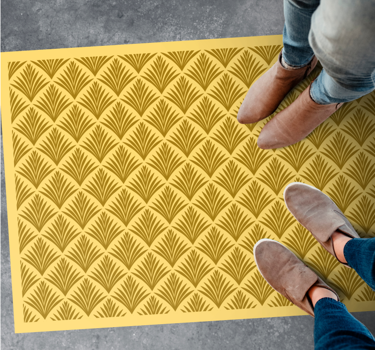 FAN PATTERN YELLOW tile vinyl rug - TenStickers