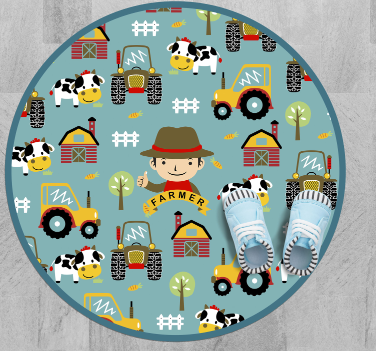 Farmer Fun Pattern vinyl rug - TenStickers