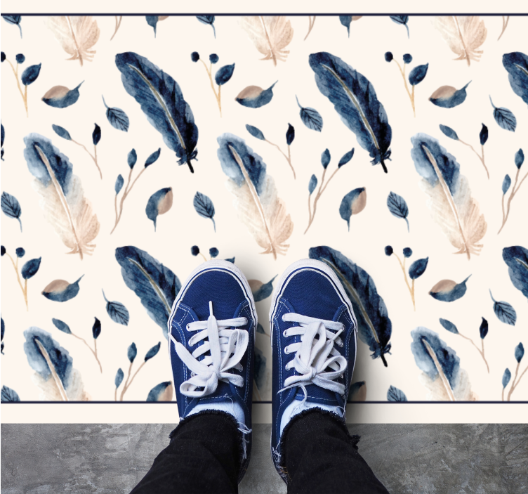 Feathered botanical motif animal vinyl rug - TenStickers