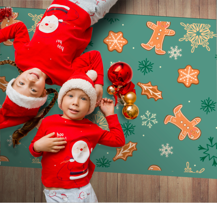 Festive Gingerbread Pattern Christmas rug - TenStickers