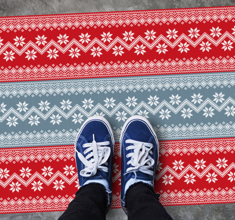 Festive Nordic Pattern Christmas rug - TenStickers