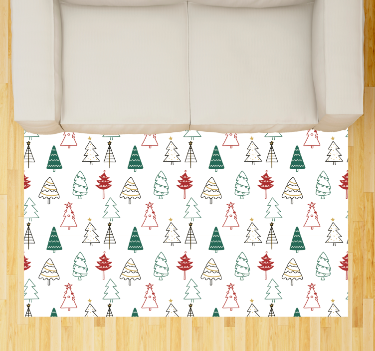 Festive Trees Pattern Christmas rug - TenStickers