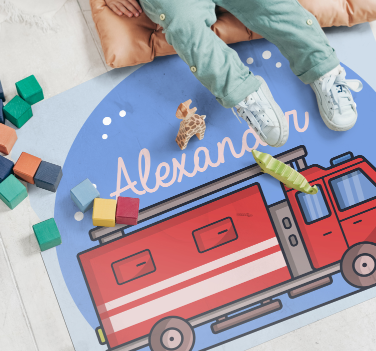 Personalised fire truck vinyl mat - TenStickers