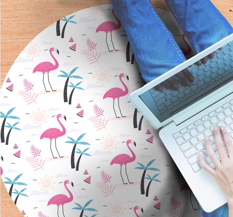 Flamingo tropical scene teenager vinyl rug - TenStickers