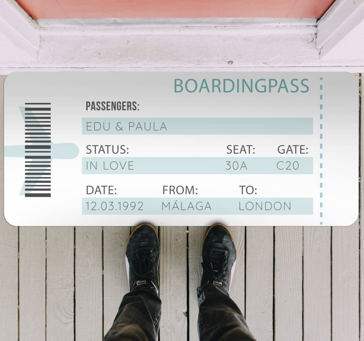 Flight ticket personalised mat - TenStickers
