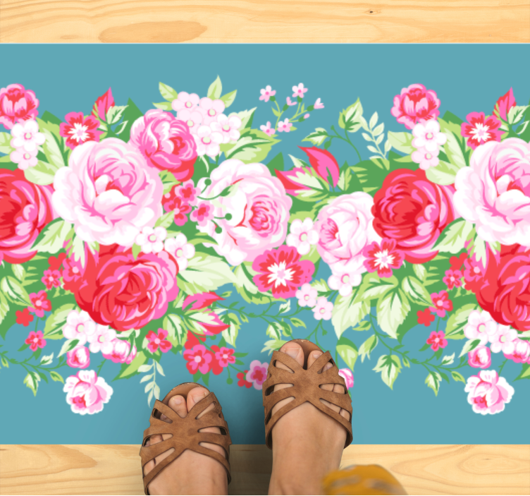 Floral Blossom Array flower vinyl rug - TenStickers