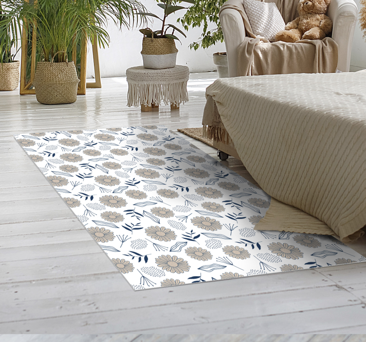 Floral Botanical Motif flower vinyl rug - TenStickers