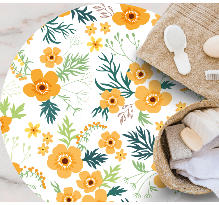 Floral Bouquet Pattern flower vinyl rug - TenStickers