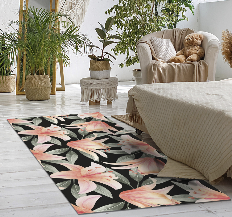 Floral Breeze Imagery flower vinyl rug - TenStickers