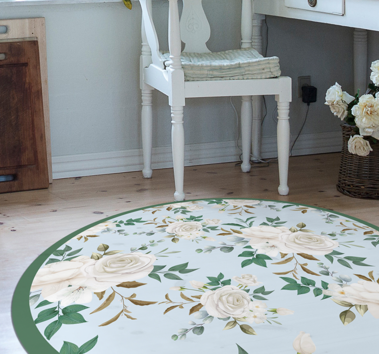 Floral Circular Composition flower vinyl rug - TenStickers