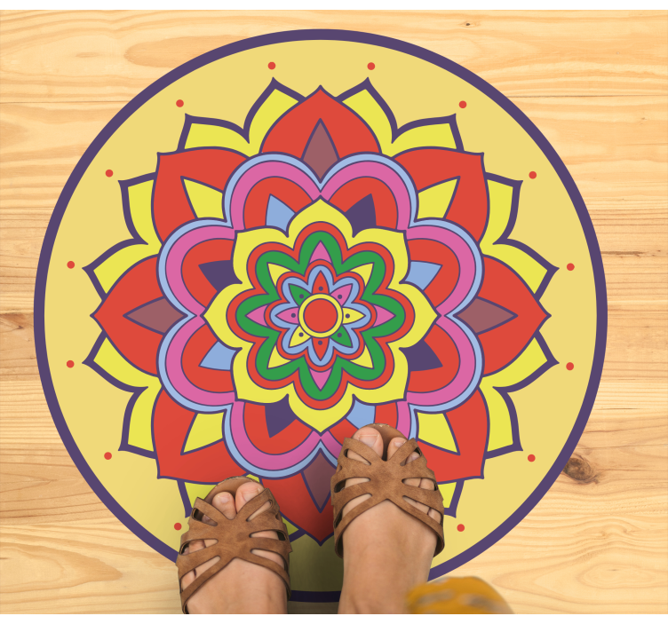Floral colorful petals mandala vinyl rug - TenStickers