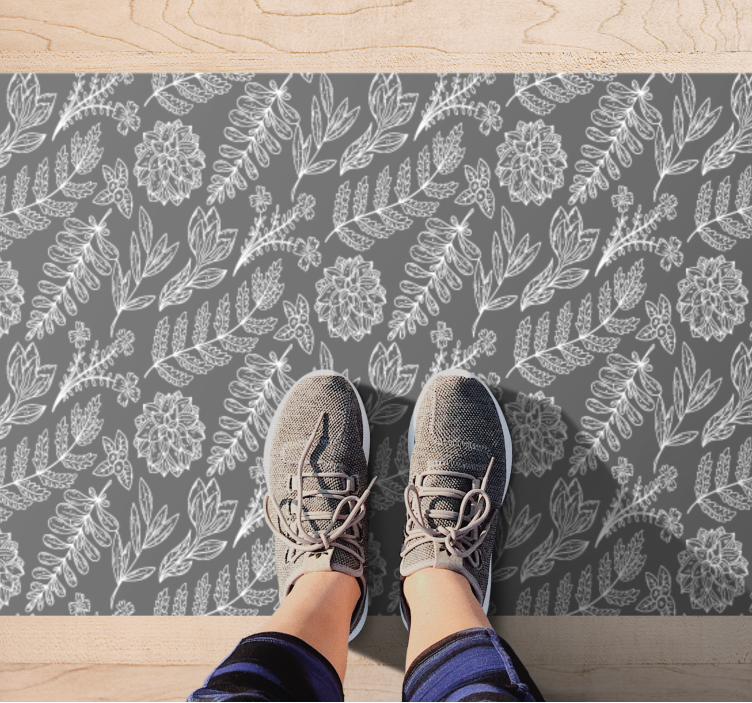 FLORAL FOLIAGE PATTERN flower vinyl rug - TenStickers