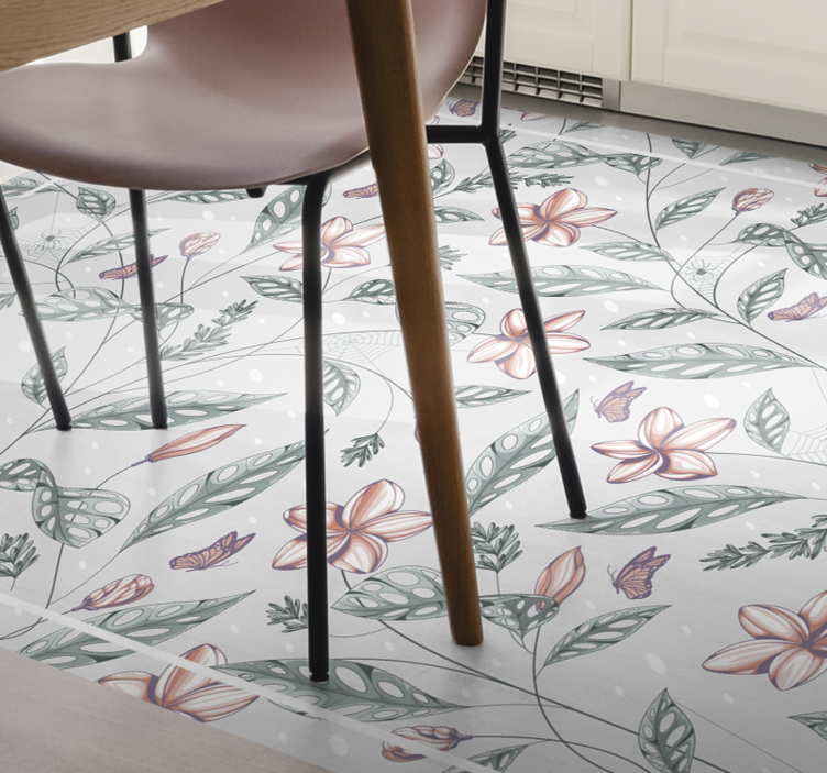Floral Greenery Pattern flower vinyl rug - TenStickers