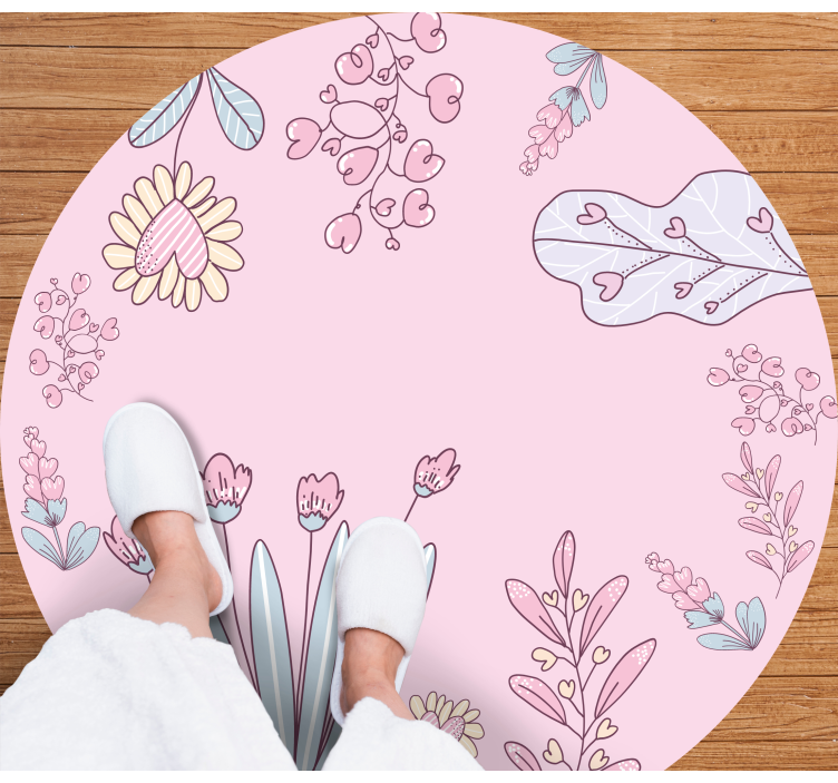 Floral Heart Patterns flower vinyl rug - TenStickers