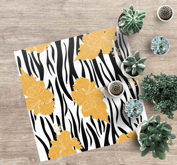 Animal print vinyl rug in zebra jungle pattern - TenStickers